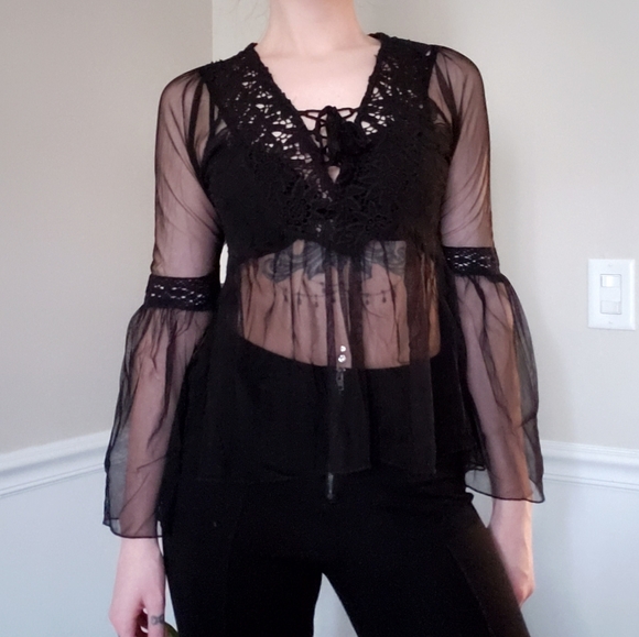 sheer bell sleeve top